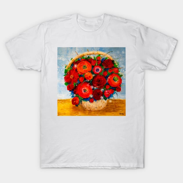Flowers in a basket T-Shirt by NataliaShchip
